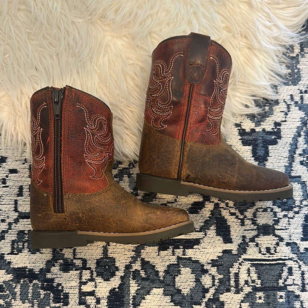Kids Brown and Red Cowboy Boots